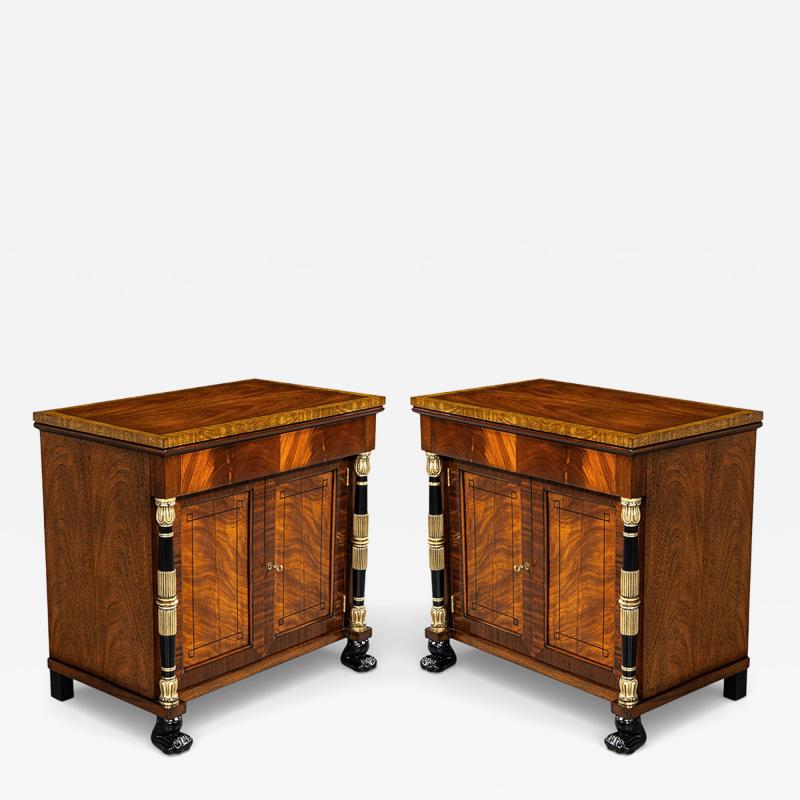  Baker Furniture Company Pair of Empire Style Chest Cabinets in the manner of Baker Furniture