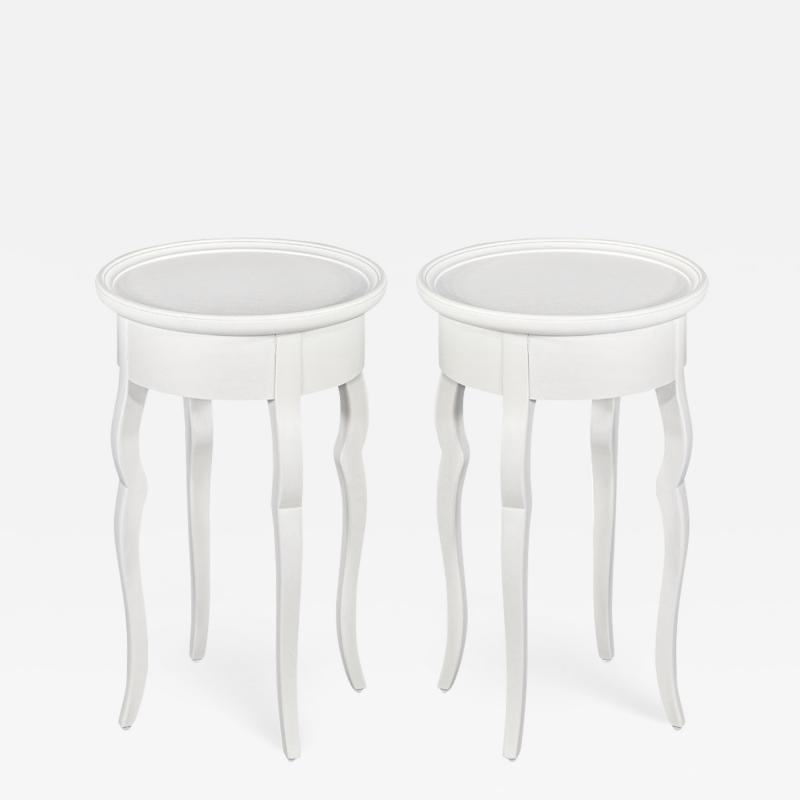  Baker Furniture Company Pair of White Lacquered Mahogany Drink Tables by Baker Furniture