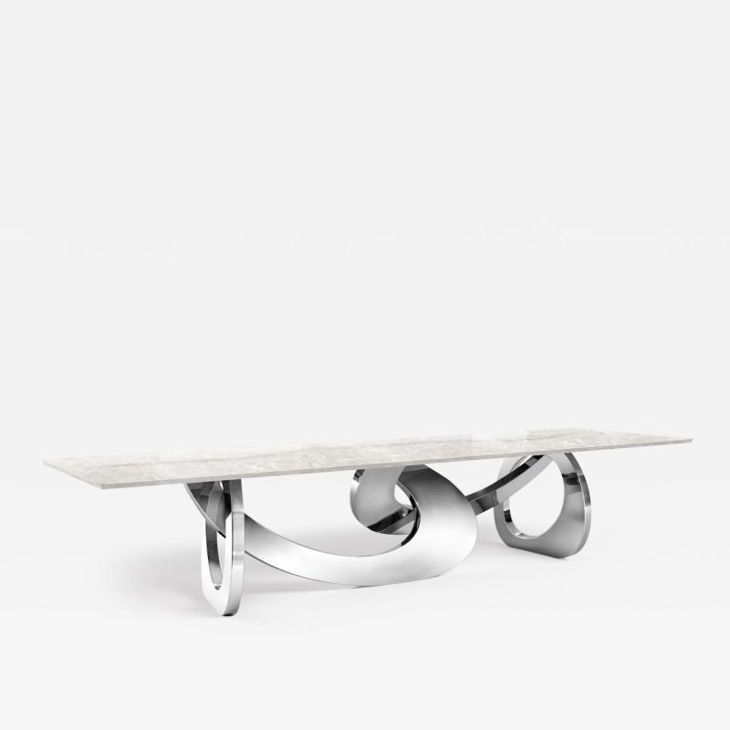  Barberini Gunnell Sculptural Dining Table Bangles with Quartzite Top by Barberini Gunnell