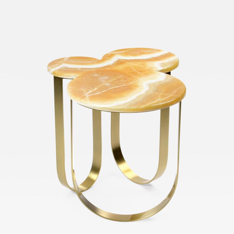  Barberini Gunnell Side table or bedside in orange onyx and brass made in Italy