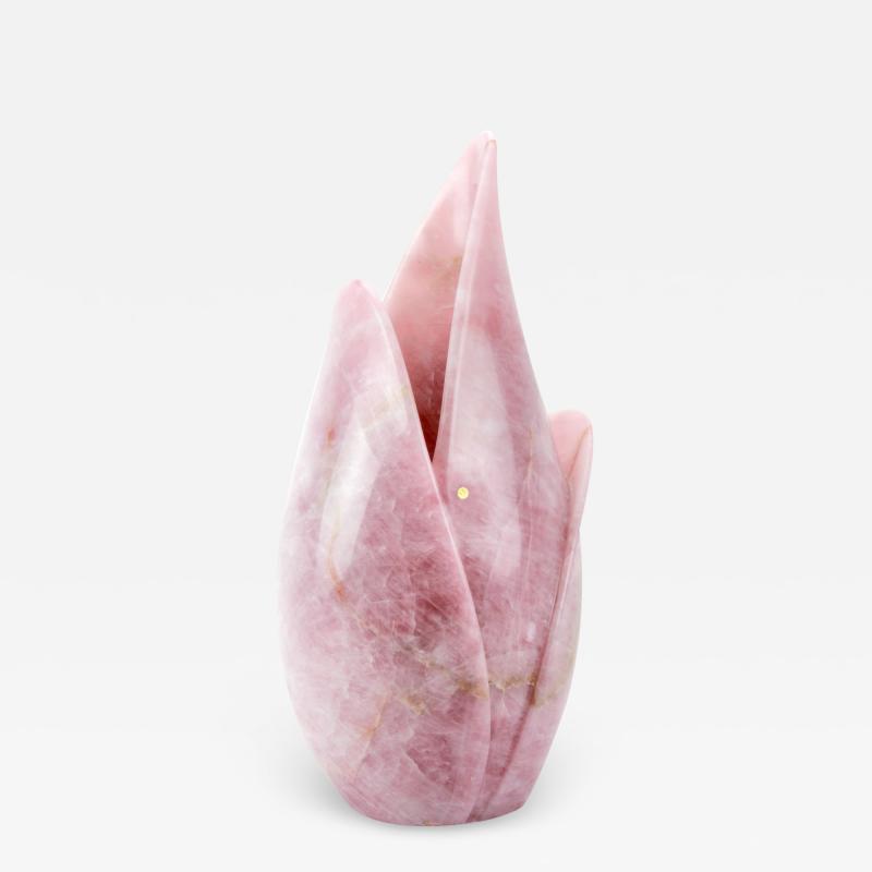  Barberini Gunnell Vase sculpture hand carved from a solid block of Rose Quartz made in Italy