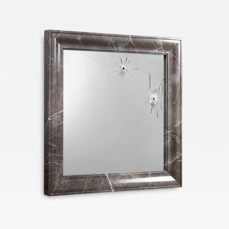  Barberini Gunnell Wall mirror square grey marble frame contemporary design made in Italy