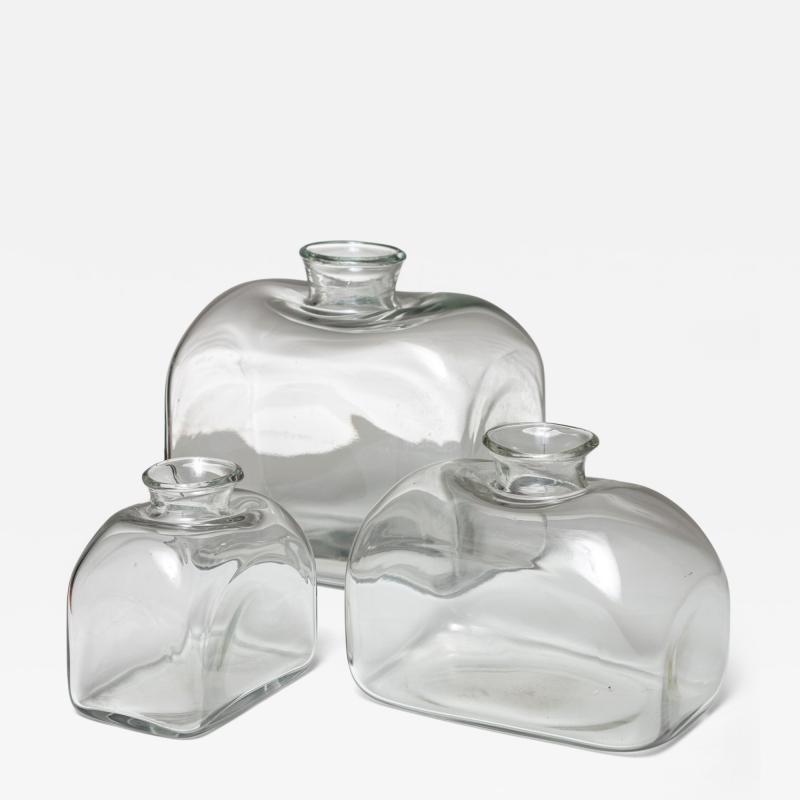  Barbini Set of Three Murano Glass Vases Attributed to Barbini