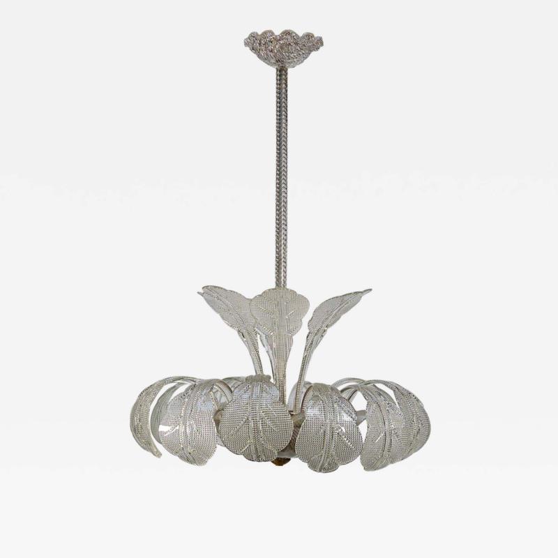  Barovier Toso 1950s Italian ceiling light clear blown patterned glass by Barovier e Toso