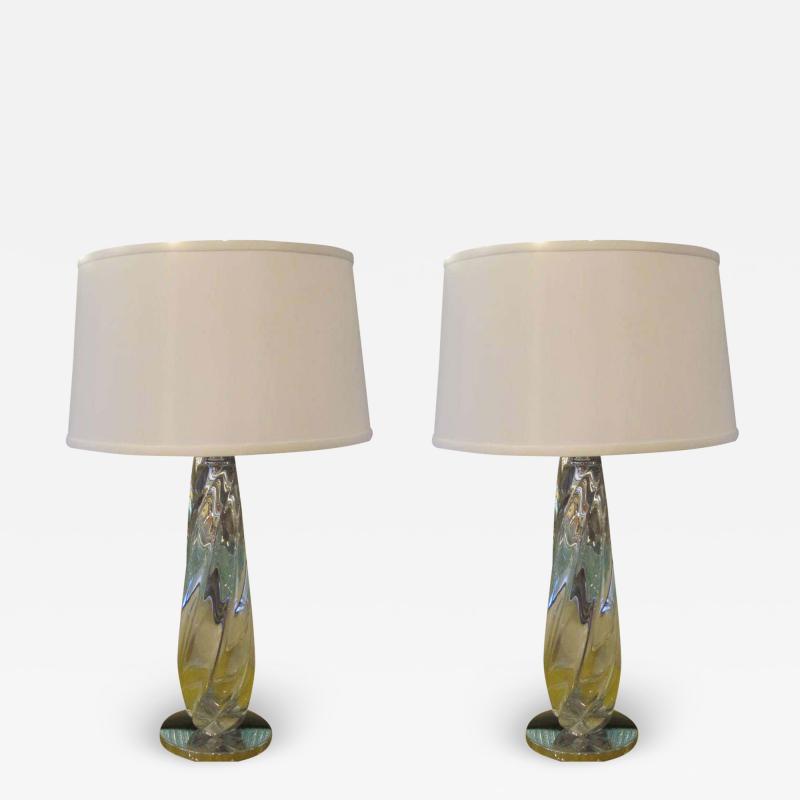  Barovier Toso 2 Pairs of Italian Mid Century Style Clear Murano Venetian Glass Table Lamps