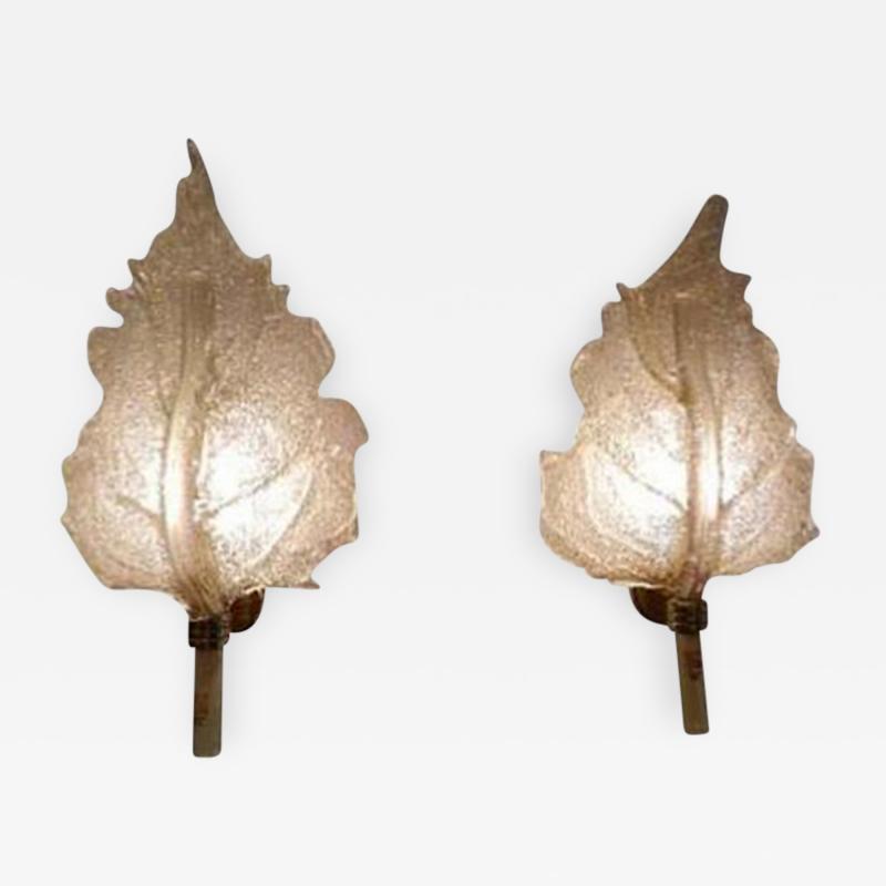  Barovier Toso A Pair of Leaf Shaped Wall Sconces by Barovier et Toso by Barovier