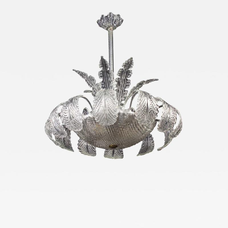 Barovier Toso Art Deco Ninfea Murano Glass Chandelier by Barovier Italy 1940