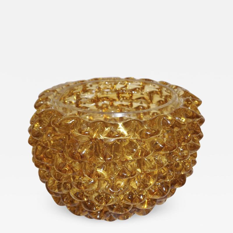  Barovier Toso Barovier Toso 1950s Italian Vintage Amber Gold Rostrato Murano Glass Vase Bowl