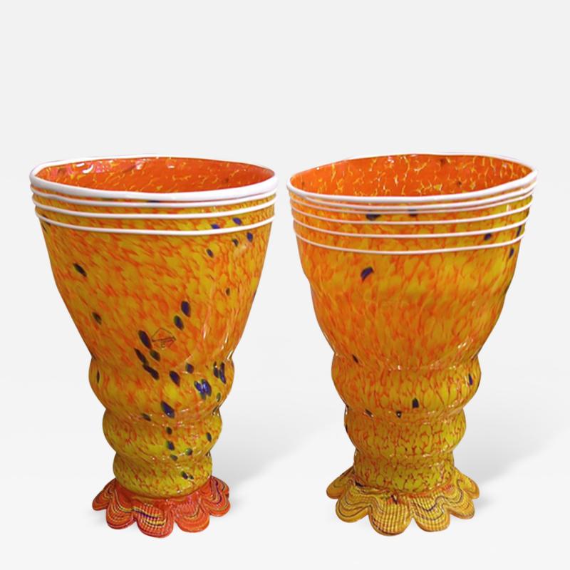  Barovier Toso Barovier Toso 1990s Modern Yellow Orange Murano Glass Luminous Lamps