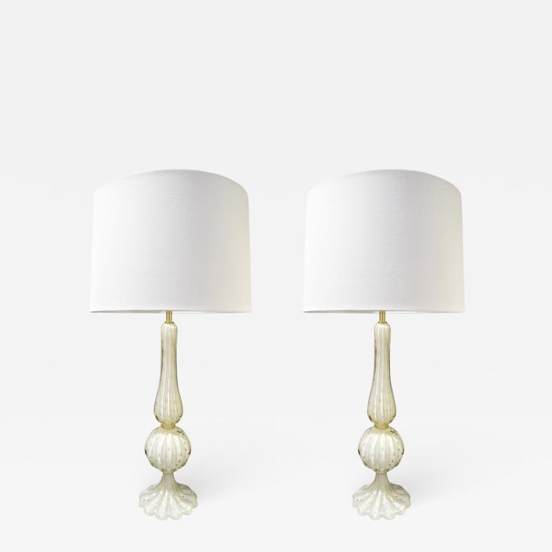  Barovier Toso Barovier Toso Pair Of Elegant Handblown Glass Table Lamps 1950s