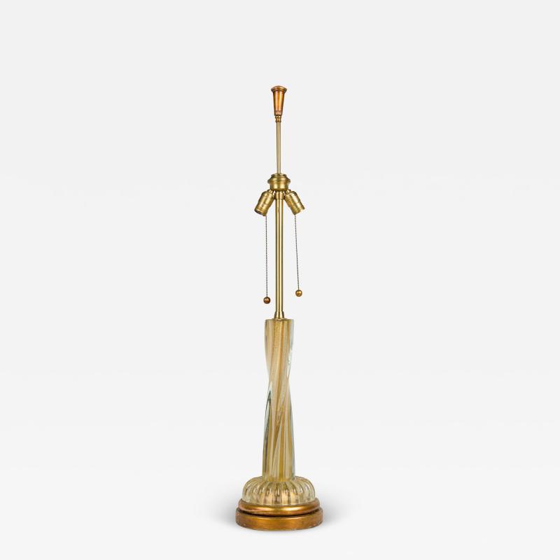  Barovier Toso Barovier and Toso Italian Glass Twisted Column Table Lamp on Giltwood Base