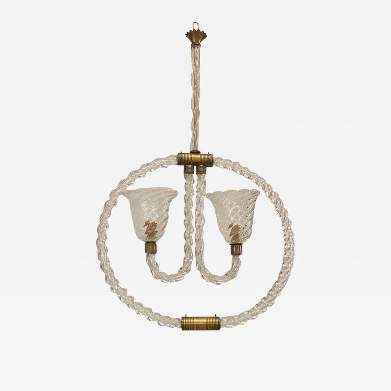  Barovier Toso Barovier et Toso French Mid Century Murano Glass Hoop Chandelier