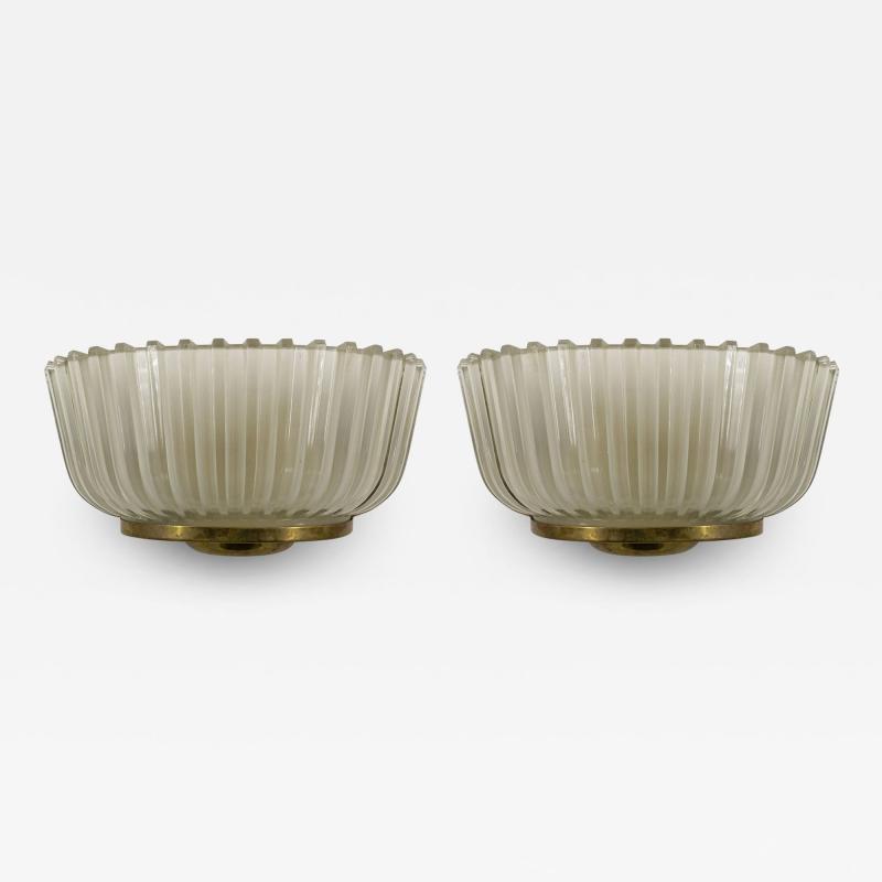  Barovier Toso Barovier et Toso Italian Mid Century Frosted Glass Wall Sconces