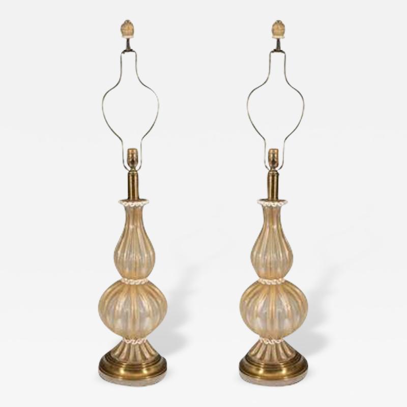  Barovier Toso Beautiful Pair of Barovier Toso Murano Glass Table Lamps