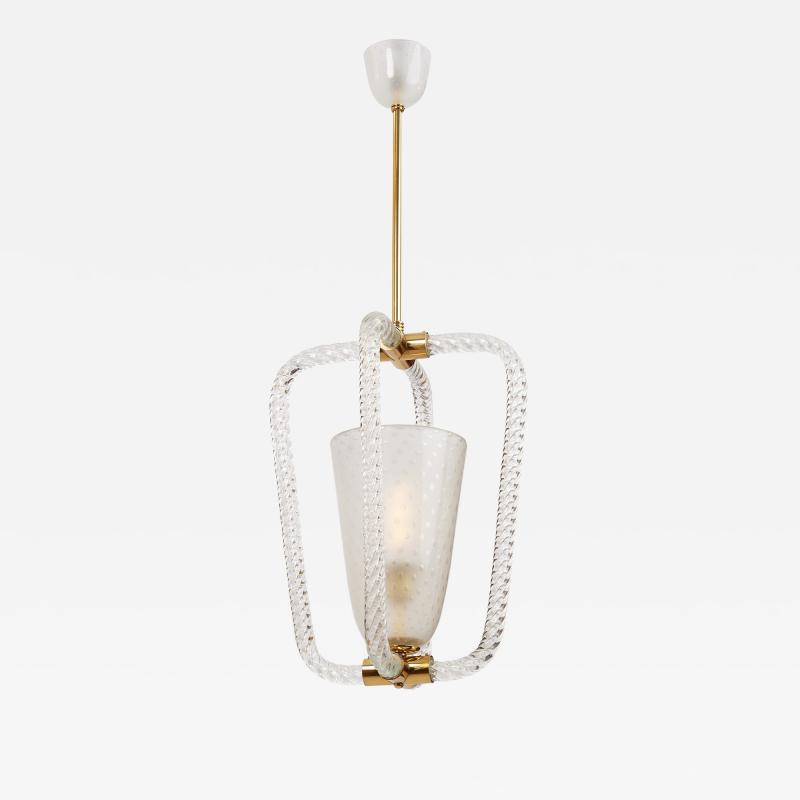  Barovier Toso Blown Glass Pendant Lantern by Barovier Toso Italy 1940s