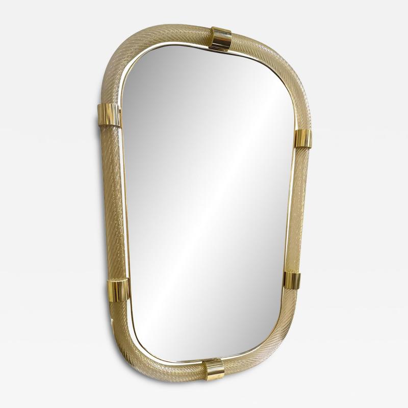 Barovier Toso Elegant Torciglione Gold Murano Glass Wall Mirror in Barovier Style