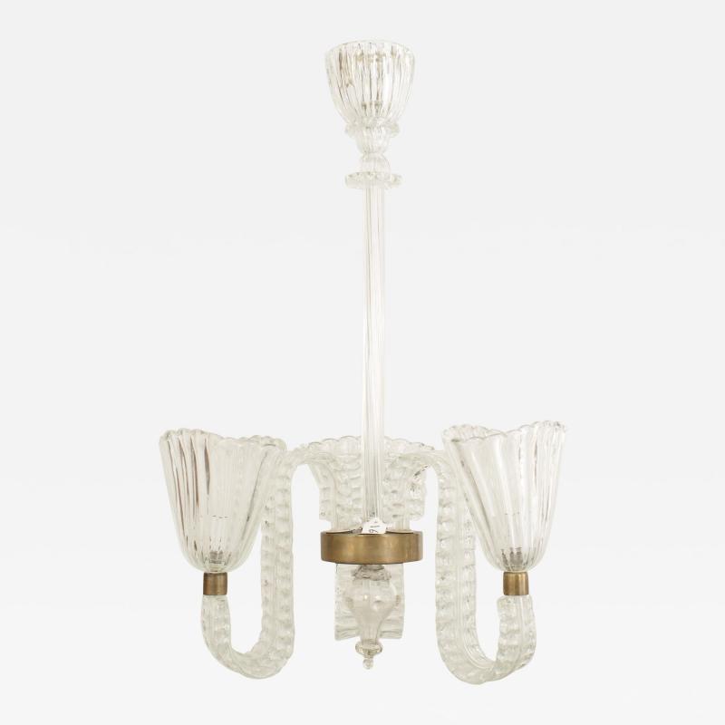  Barovier Toso Italian 1940 Clear Glass Chandelier