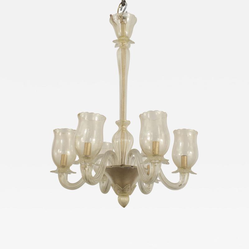  Barovier Toso Italian Murano 1940s Gold Dusted Chandelier