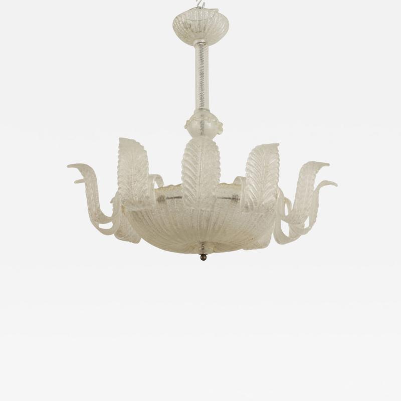  Barovier Toso Italian Murano 1940s Gold Dusted and Textured Glass Chandelier