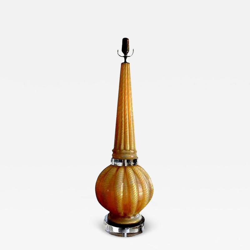  Barovier Toso Large Gold Murano Glass Lamp by Barovier