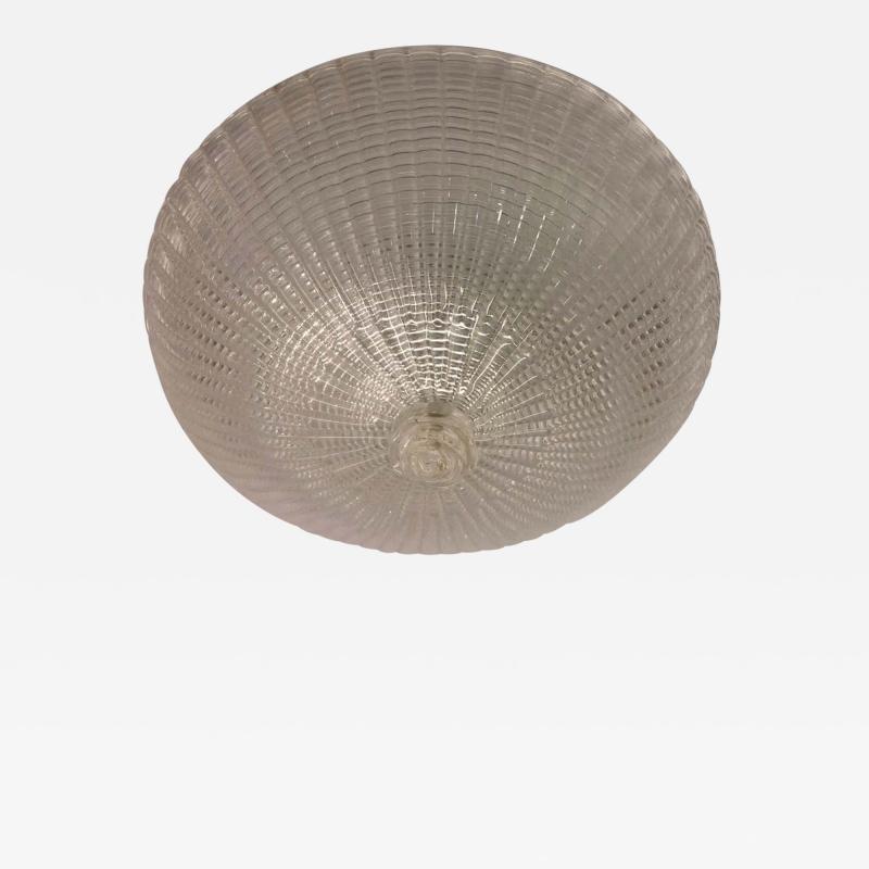  Barovier Toso Large Italian Midcentury Clear Satin Murano Glass Flush Mount Pendant