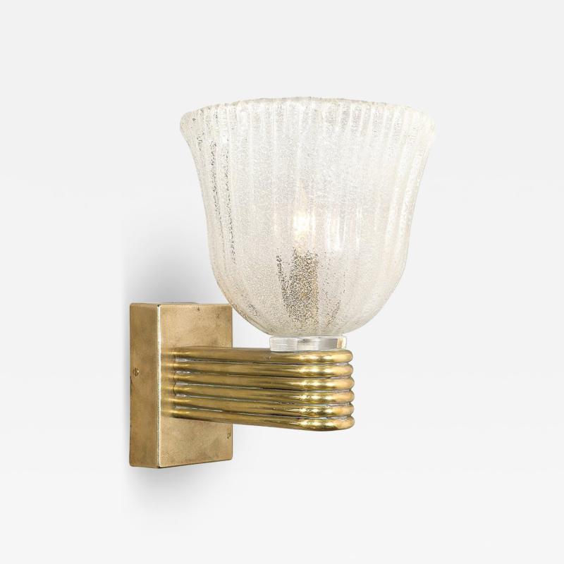  Barovier Toso Mid Century Hand Blown Murano Fluted Pulegoso Glass Sconce by Barovier Toso