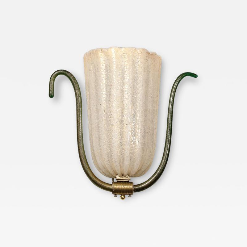  Barovier Toso Mid Century Hand Blown Murano Glass Sconce W 24K Gold Flecks by Barovier Y Toso