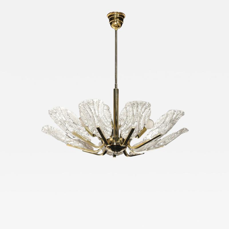  Barovier Toso Mid Century Hand Blown Murano Mottled Fluted Glass Chandelier by Barovier Toso