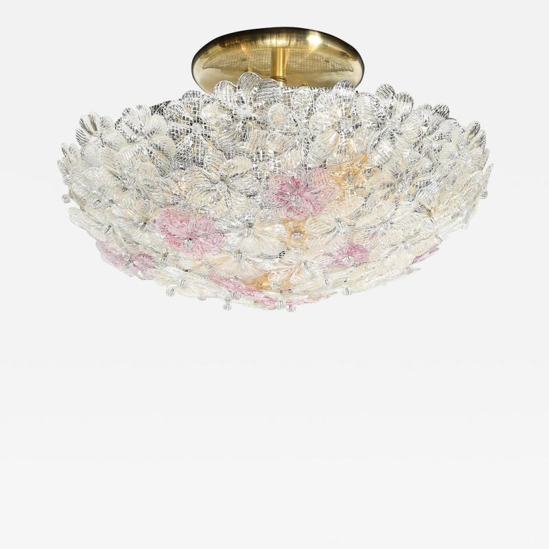  Barovier Toso Mid Century Hand Blown Rose Murano Glass Florets Chandelier by Barovier Toso