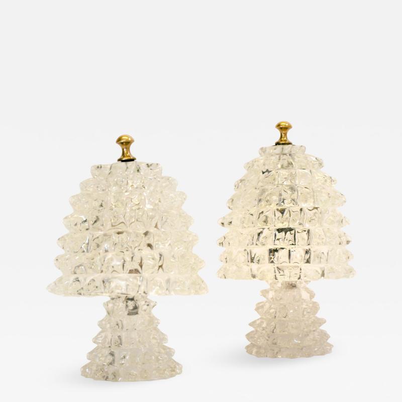  Barovier Toso Pair of 1940s Crystal Lamps