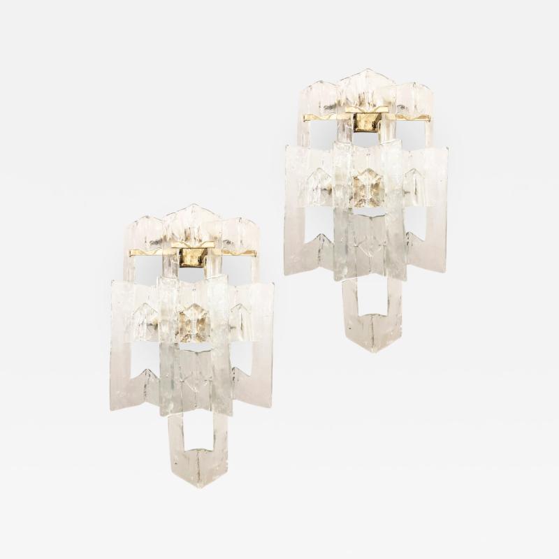  Barovier Toso Pair of Large Barovier and Toso Glass Sconces Italy 1960s