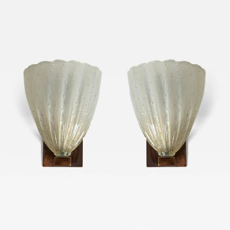  Barovier Toso Pair of Modern Barovier Style Bronze Wall Lights Contemporary