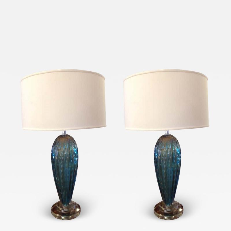  Barovier Toso Pair of Murano Table Lamps in the Manner of Barovier e Toso