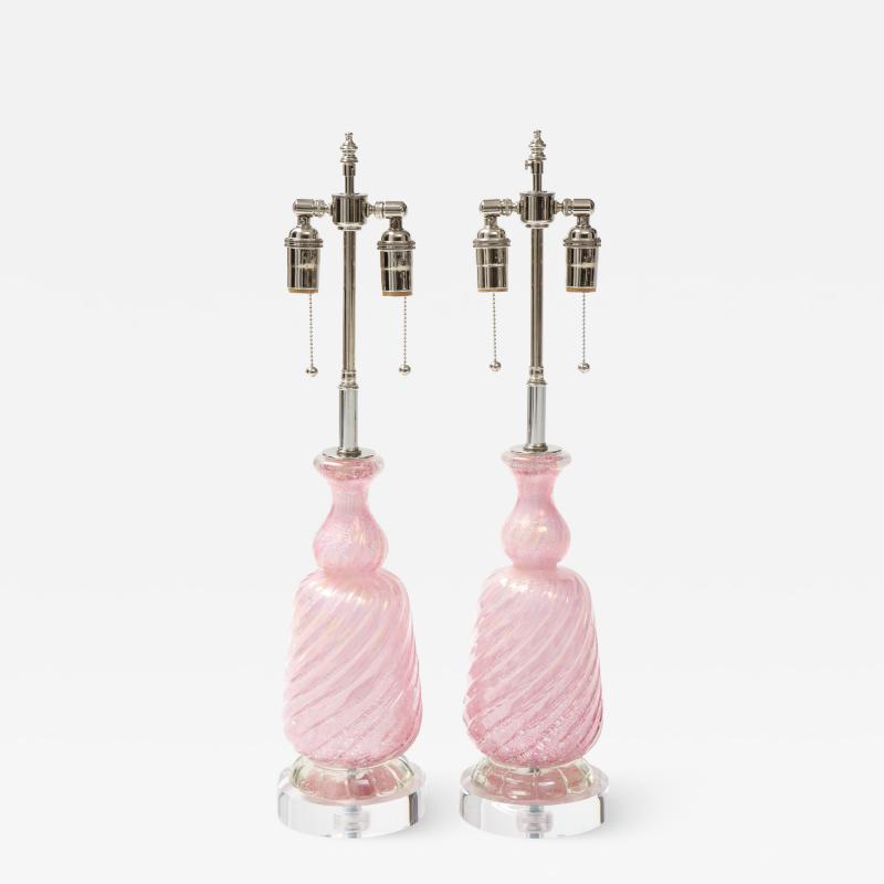  Barovier Toso Pair of Pink Barovier Lamps 