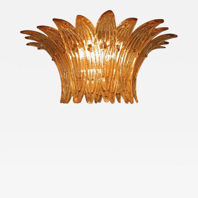  Barovier Toso Palmette Barovier Toso Gold Murano Glass Ceiling Light