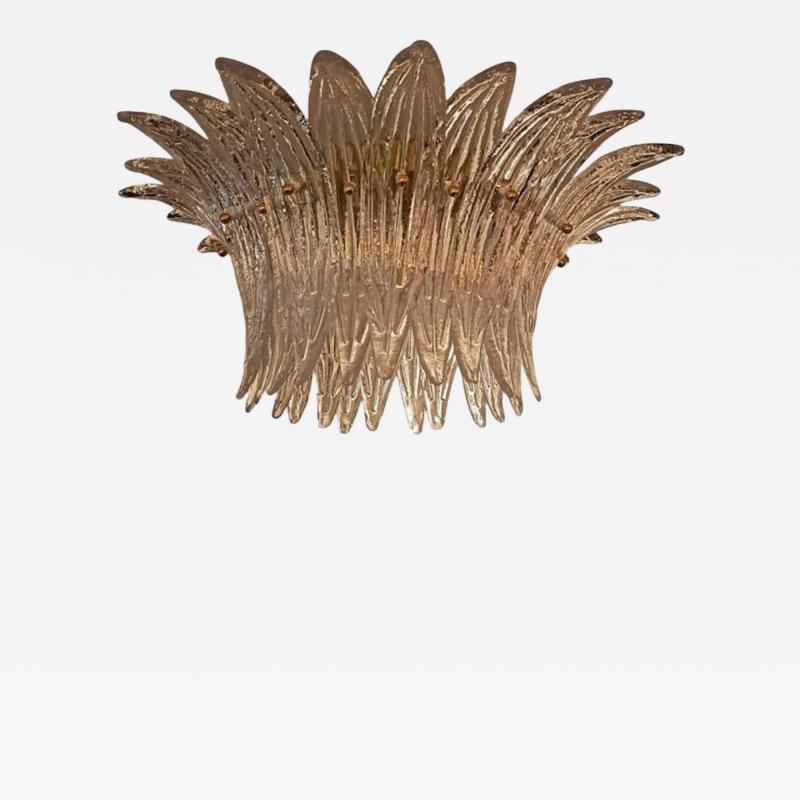  Barovier Toso Palmette Barovier Toso Transparent Murano Glass Ceiling Light
