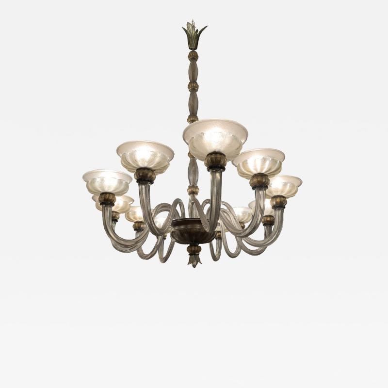  Barovier Toso Rare oval chandelier in Murano glass Italy circa 1940