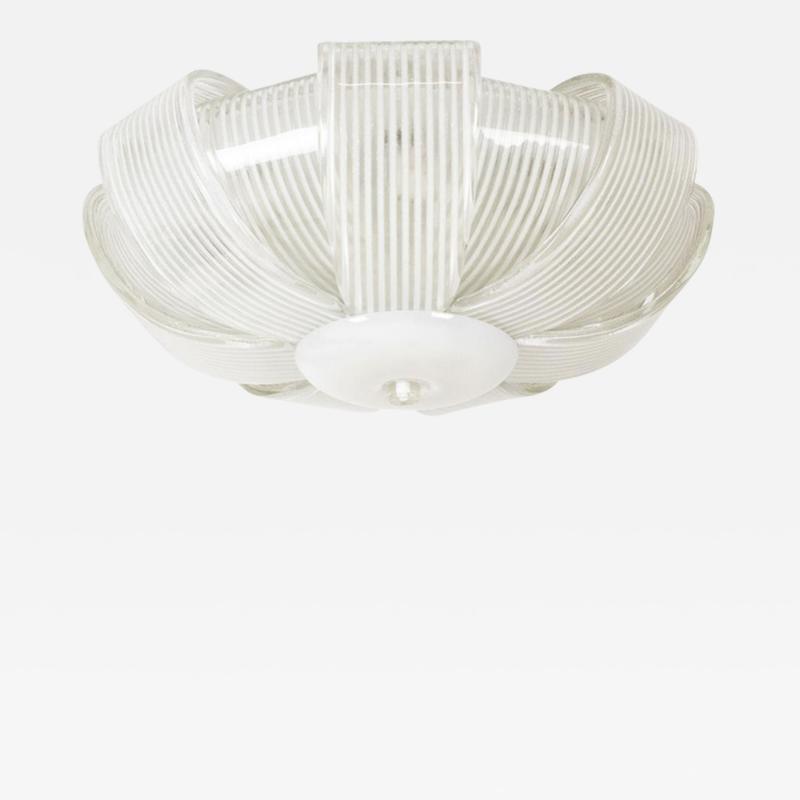 Barovier Toso Ribbed Flush Mount Chandelier by Barovier Toso 1950 Italy