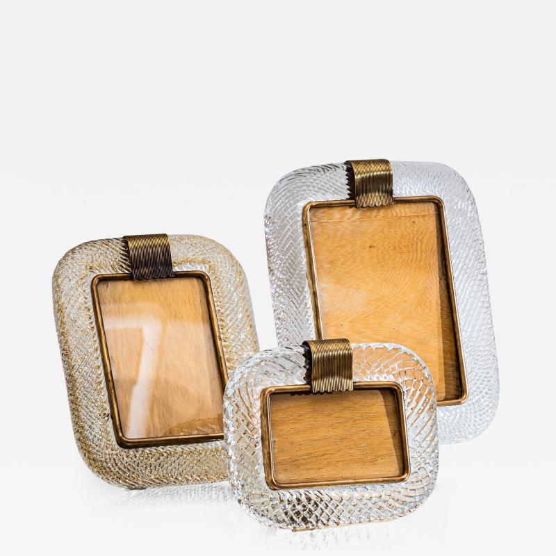  Barovier Toso Set of Three Murano Glass Table Frames by Barovier Toso Italy Mid 20th C