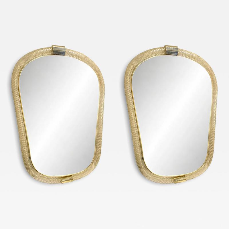  Barovier Toso Venetian Torciglione Torchon Murano Glass Wall Mirror in Barovier Style