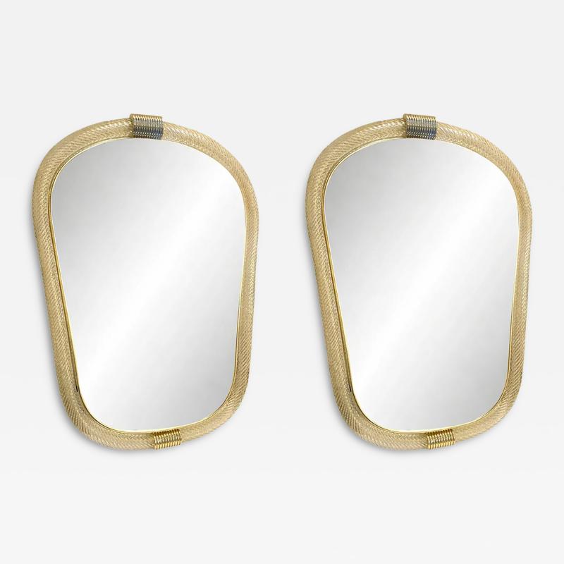  Barovier Toso Venetian Torciglione Torchon Murano Glass Wall Mirror in Barovier Style