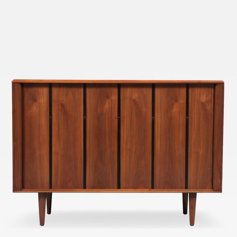  Barzilay Furniture Manufacturing California Modernist Tambour Door Walnut Credenza by Barzilay