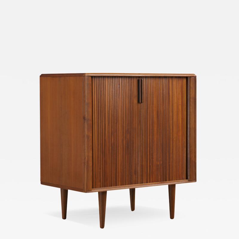  Barzilay Furniture Manufacturing Mid Century Tambour Door Walnut Cabinet by Barzilay