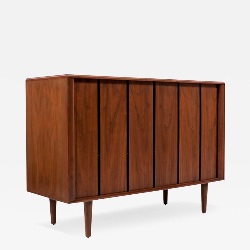  Barzilay Furniture Manufacturing Vintage Mid Century Modern Tambour Door Walnut Credenza by Barzilay