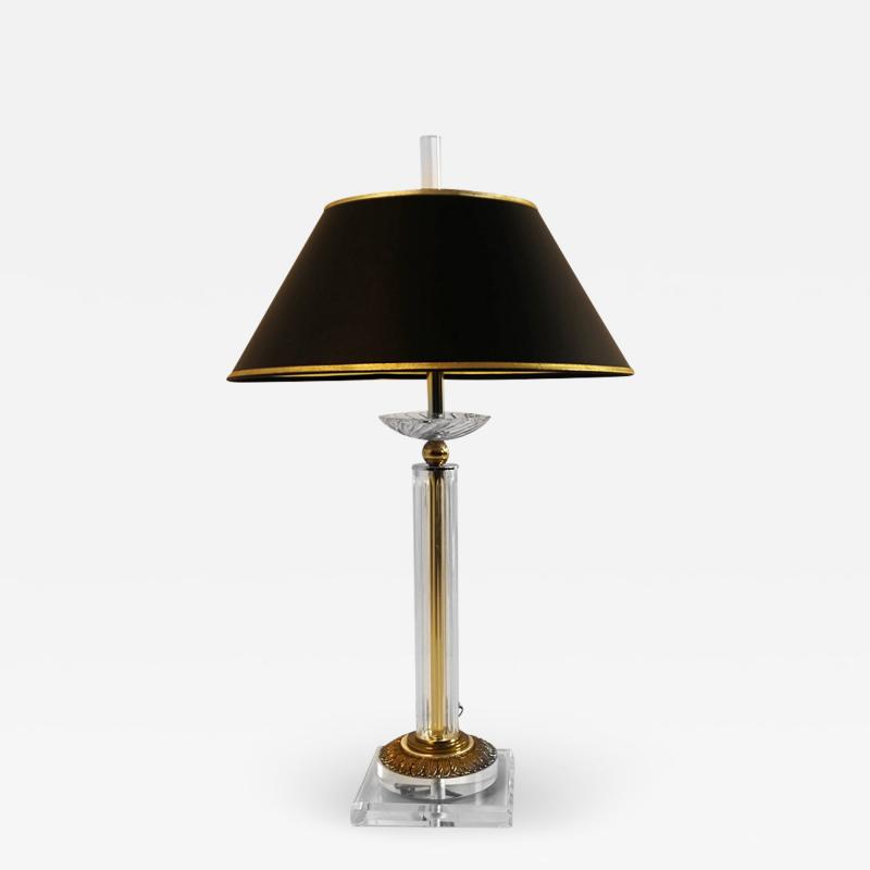  Bauer Lamp Company Bauer Lamp Company Lucite Brass and Glass Table Lamp