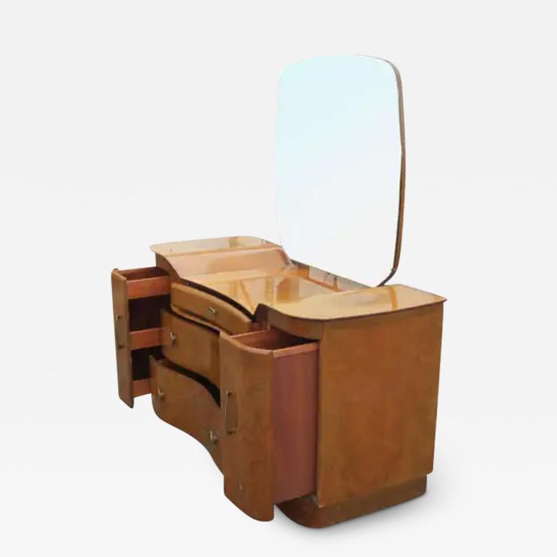  Beautility Art Deco Mahogany Vanity Dresser With Mirror