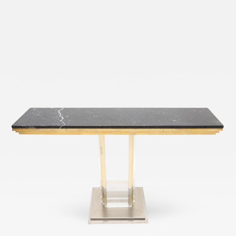  Belgo Chrome Nero Marble and Perspex Console