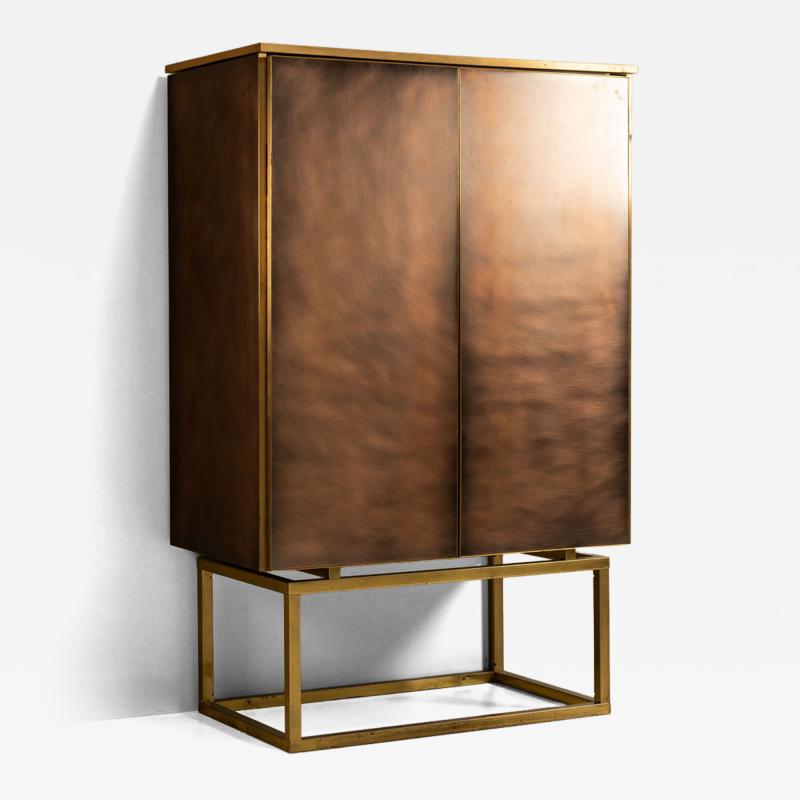  Belgochrom Belgochrom Bronze Brushed Cabinet with Brass Base 1980s