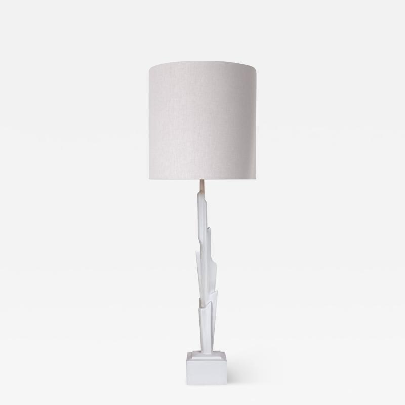  Benediko Sculptural White Plaster Linea Table Lamp