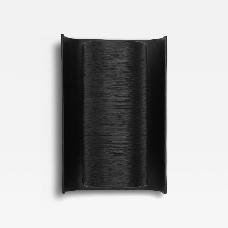  Benediko Small Galba III Wall Sconce in Black Plaster with Linear Relief Finish